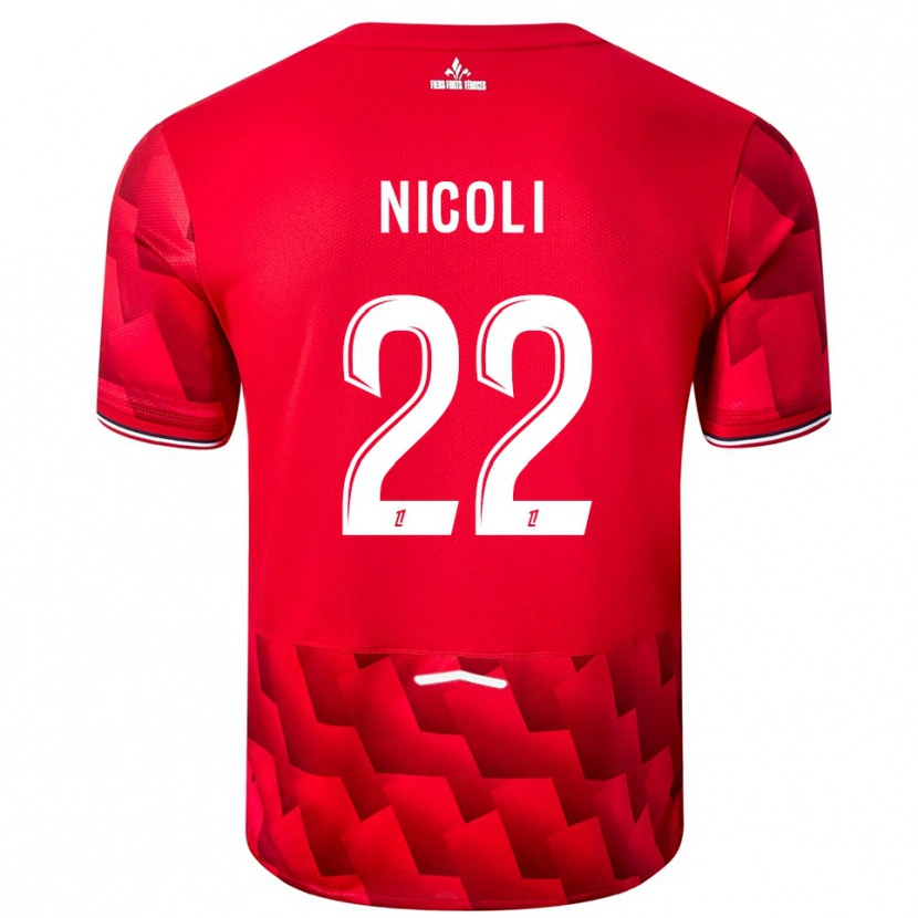 Danxen Enfant Maillot Morgane Nicoli #22 Rouge Blanc Tenues Domicile 2025/26 T-Shirt