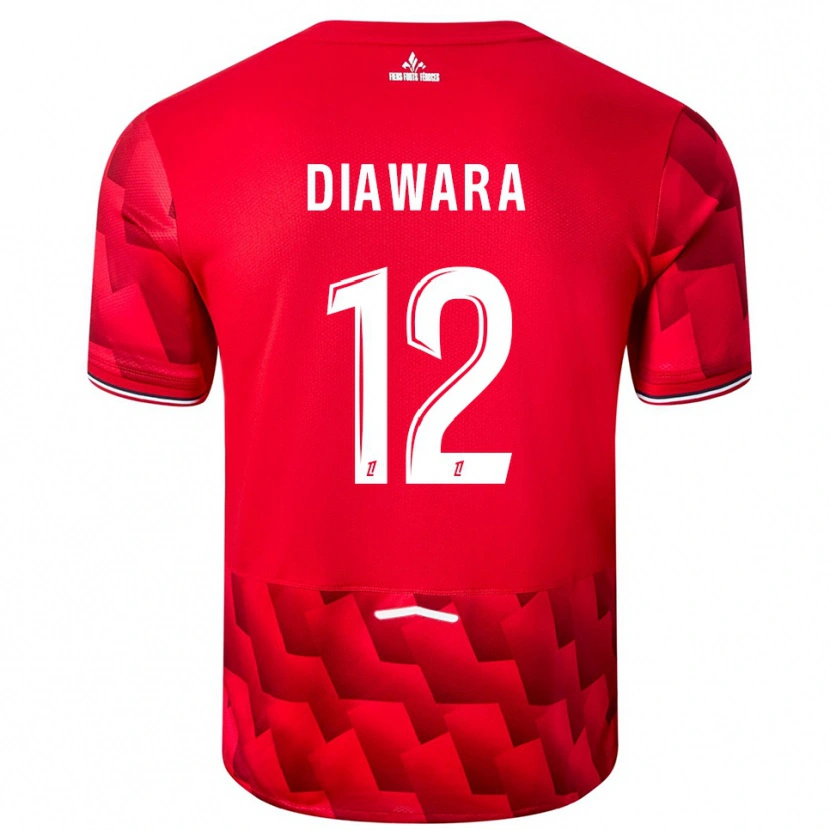 Danxen Enfant Maillot Bakari Diawara #12 Rouge Blanc Tenues Domicile 2025/26 T-Shirt