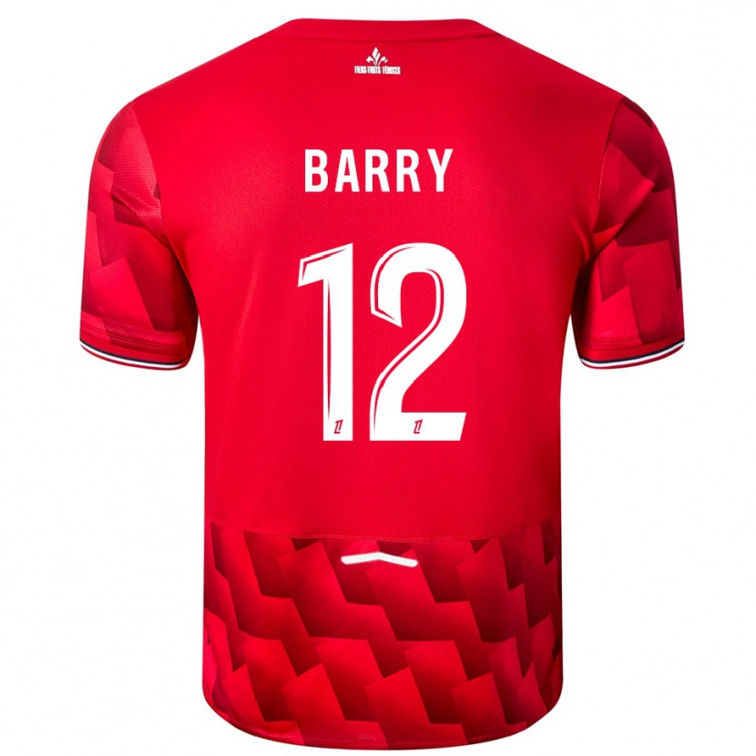 Danxen Enfant Maillot Léo Barry #12 Rouge Blanc Tenues Domicile 2025/26 T-Shirt