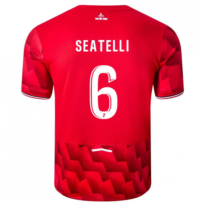 Danxen Enfant Maillot Adrien Seatelli #6 Rouge Blanc Tenues Domicile 2025/26 T-Shirt