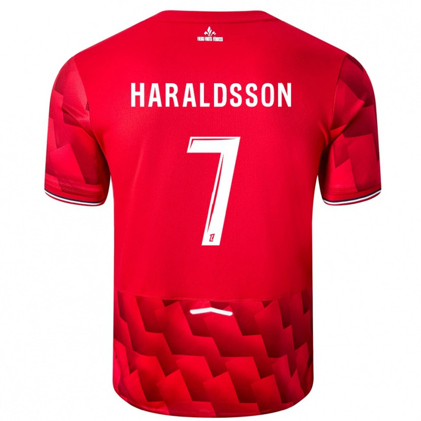 Danxen Enfant Maillot Hákon Arnar Haraldsson #7 Rouge Blanc Tenues Domicile 2025/26 T-Shirt