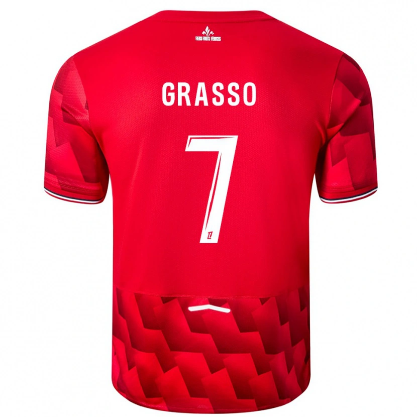 Danxen Enfant Maillot Enzo Grasso #7 Rouge Blanc Tenues Domicile 2025/26 T-Shirt