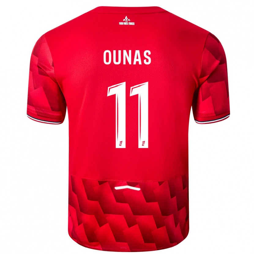 Danxen Enfant Maillot Adam Ounas #11 Rouge Blanc Tenues Domicile 2025/26 T-Shirt