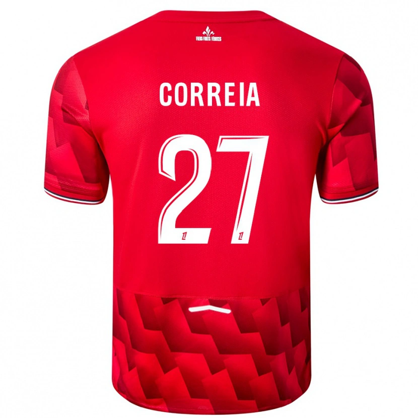 Danxen Enfant Maillot Félix Correia #27 Rouge Blanc Tenues Domicile 2025/26 T-Shirt