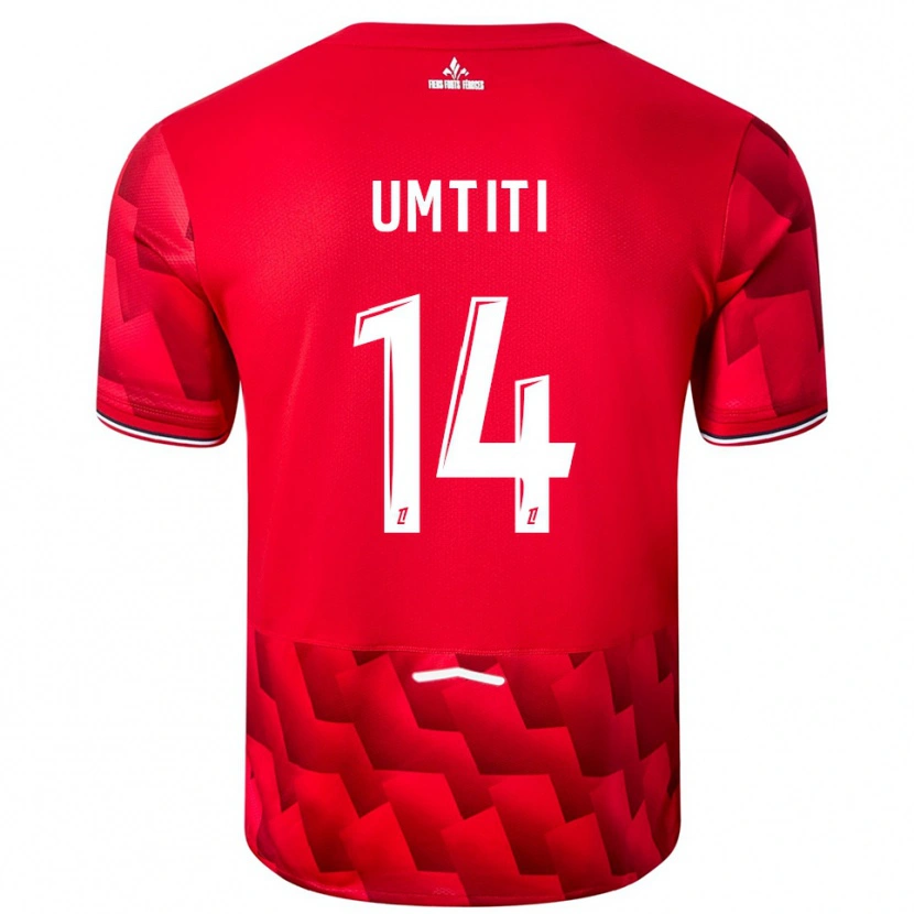 Danxen Enfant Maillot Samuel Umtiti #14 Rouge Blanc Tenues Domicile 2025/26 T-Shirt