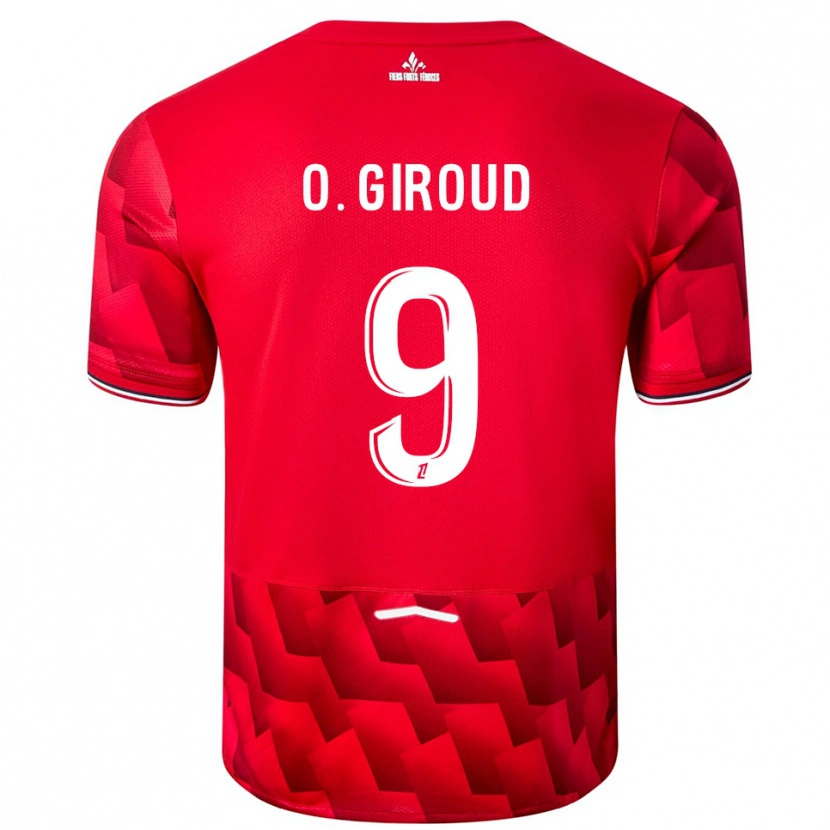 Danxen Enfant Maillot Olivier Giroud #9 Rouge Blanc Tenues Domicile 2025/26 T-Shirt