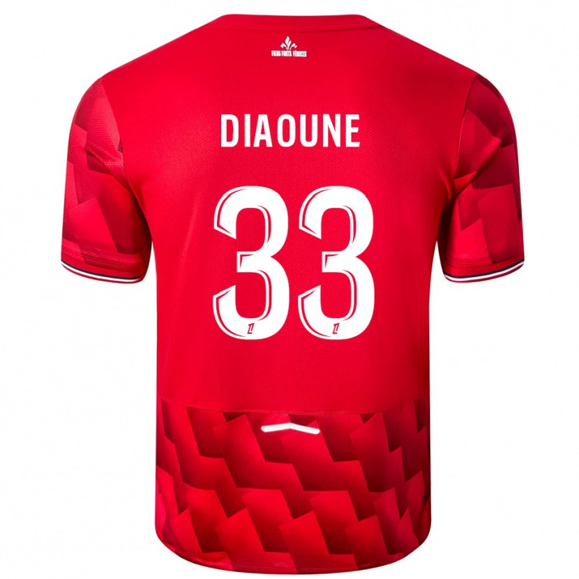 Danxen Enfant Maillot Soriba Diaoune #33 Rouge Blanc Tenues Domicile 2025/26 T-Shirt