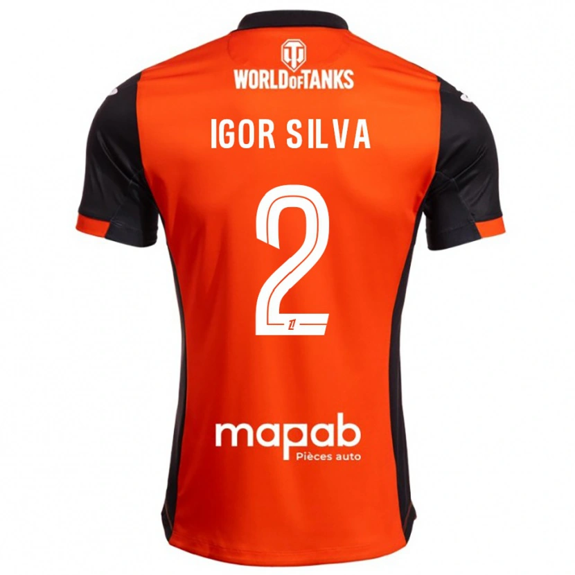 Danxen Enfant Maillot Igor Silva #2 Noir Orange Tenues Domicile 2025/26 T-Shirt
