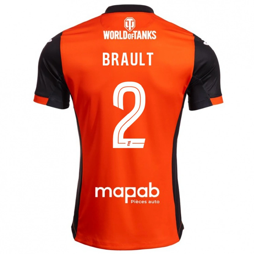 Danxen Enfant Maillot Matis Brault #2 Noir Orange Tenues Domicile 2025/26 T-Shirt
