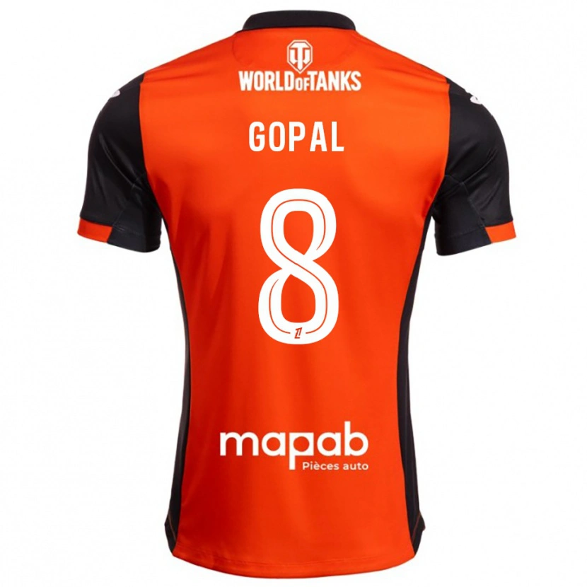 Danxen Enfant Maillot Julie Gopal #8 Noir Orange Tenues Domicile 2025/26 T-Shirt