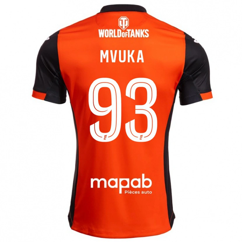 Danxen Enfant Maillot Joel Mvuka #93 Noir Orange Tenues Domicile 2025/26 T-Shirt