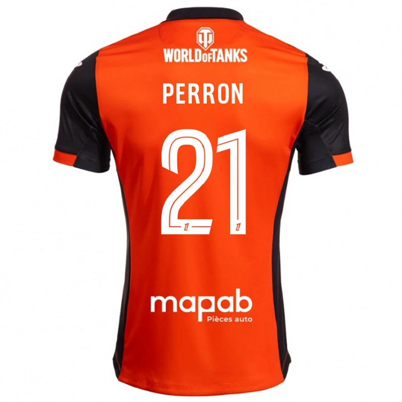 Danxen Enfant Maillot Angéline Perron #21 Noir Orange Tenues Domicile 2025/26 T-Shirt