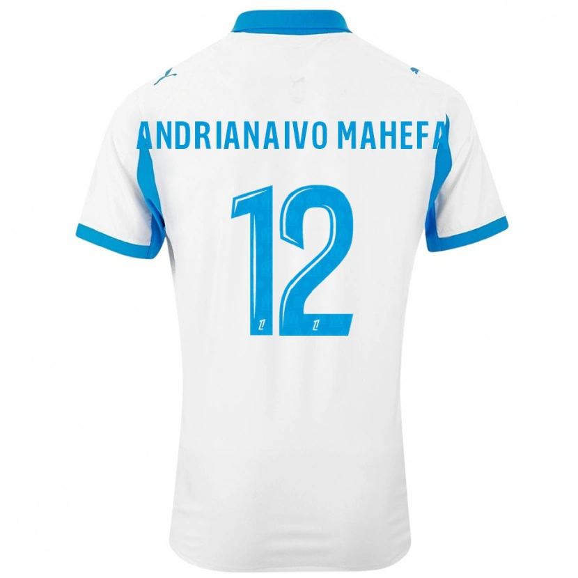 Danxen Enfant Maillot Mathis Andrianaivo Mahefa #12 Blanc Bleu Ciel Tenues Domicile 2025/26 T-Shirt