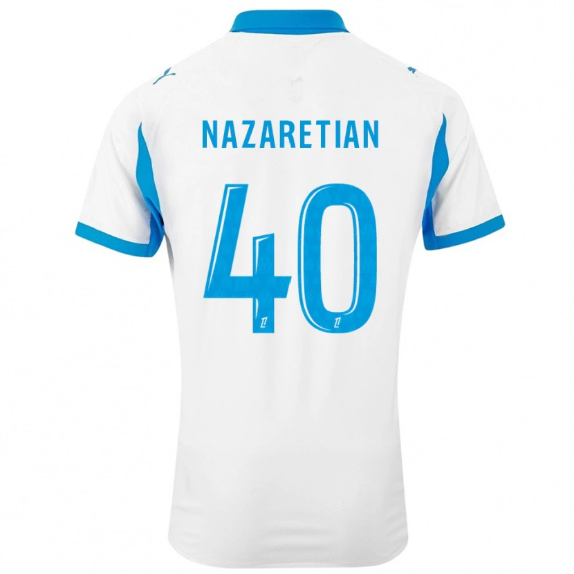 Danxen Enfant Maillot Manuel Nazaretian #40 Blanc Bleu Ciel Tenues Domicile 2025/26 T-Shirt