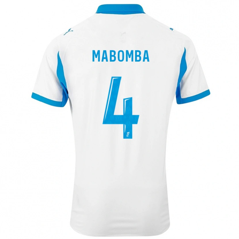 Danxen Enfant Maillot Daniel Mabomba #4 Blanc Bleu Ciel Tenues Domicile 2025/26 T-Shirt