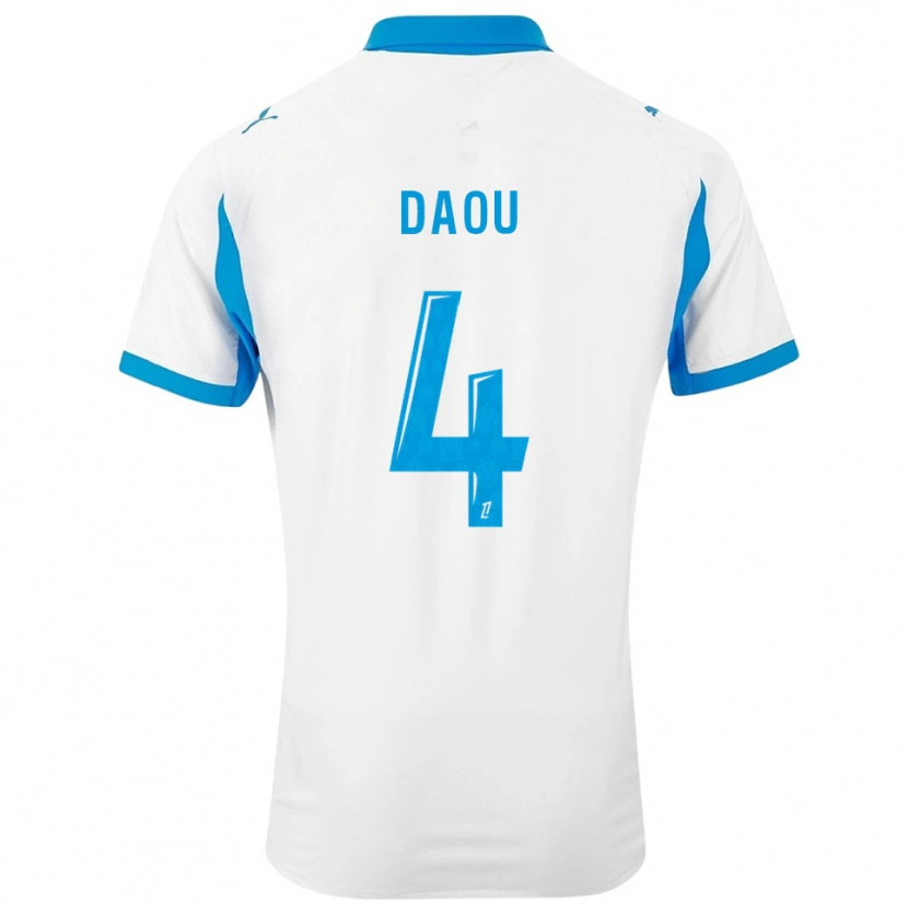 Danxen Enfant Maillot Raimane Daou #4 Blanc Bleu Ciel Tenues Domicile 2025/26 T-Shirt