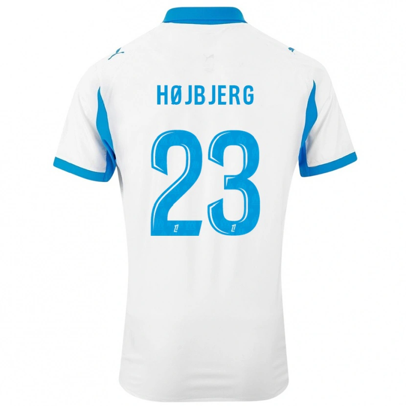 Danxen Enfant Maillot Pierre-Emile Højbjerg #23 Blanc Bleu Ciel Tenues Domicile 2025/26 T-Shirt