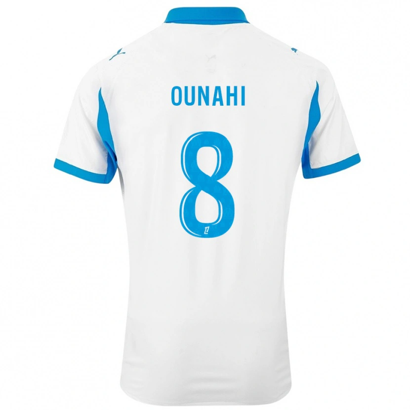 Danxen Enfant Maillot Azzedine Ounahi #8 Blanc Bleu Ciel Tenues Domicile 2025/26 T-Shirt