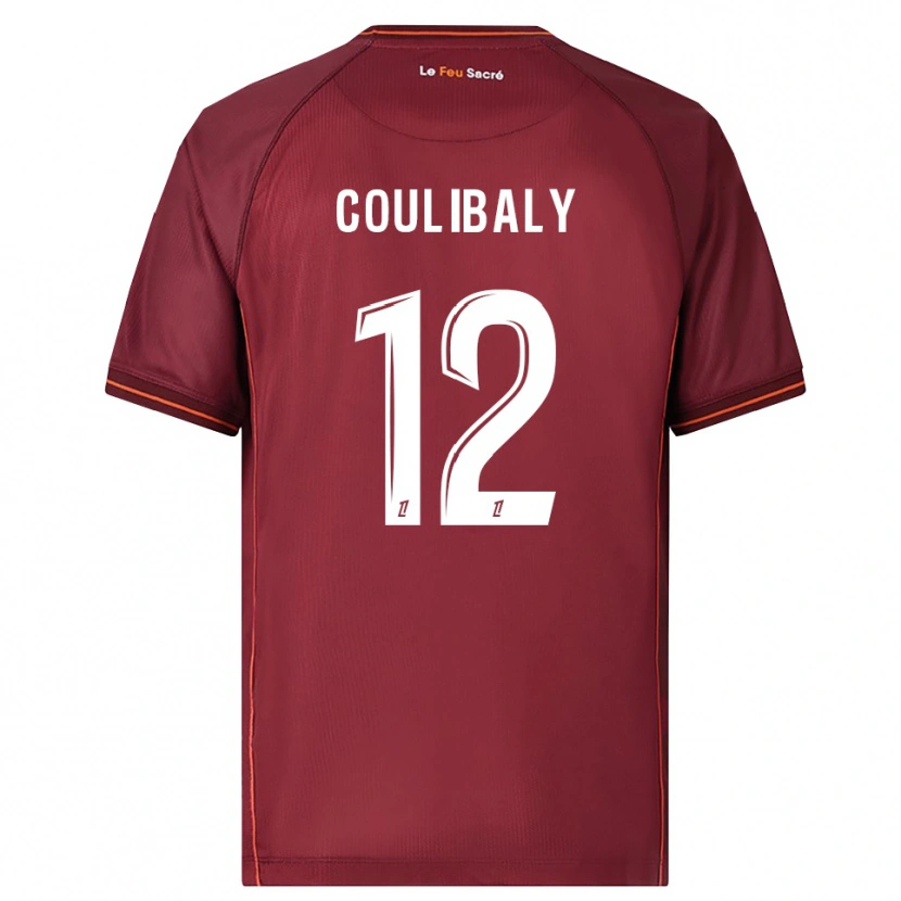 Danxen Enfant Maillot Kady Coulibaly #12 Bourgogne Blanc Tenues Domicile 2025/26 T-Shirt