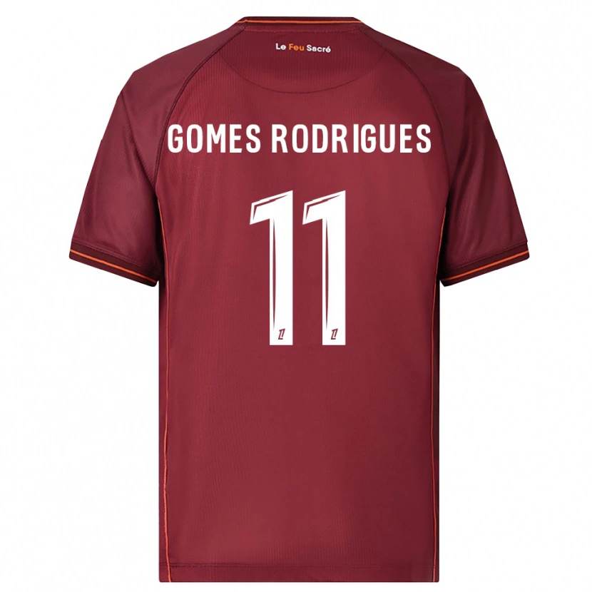 Danxen Enfant Maillot Jess Gomes Rodrigues #11 Bourgogne Blanc Tenues Domicile 2025/26 T-Shirt