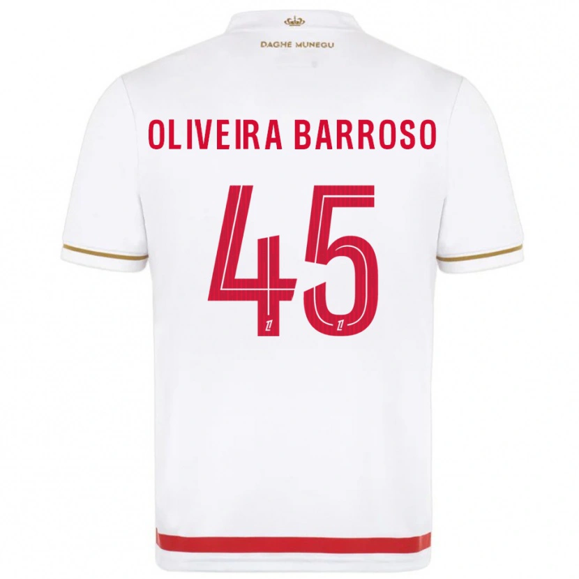 Danxen Enfant Maillot Mickael Oliveira Barroso #45 Rouge Blanc Tenues Domicile 2025/26 T-Shirt