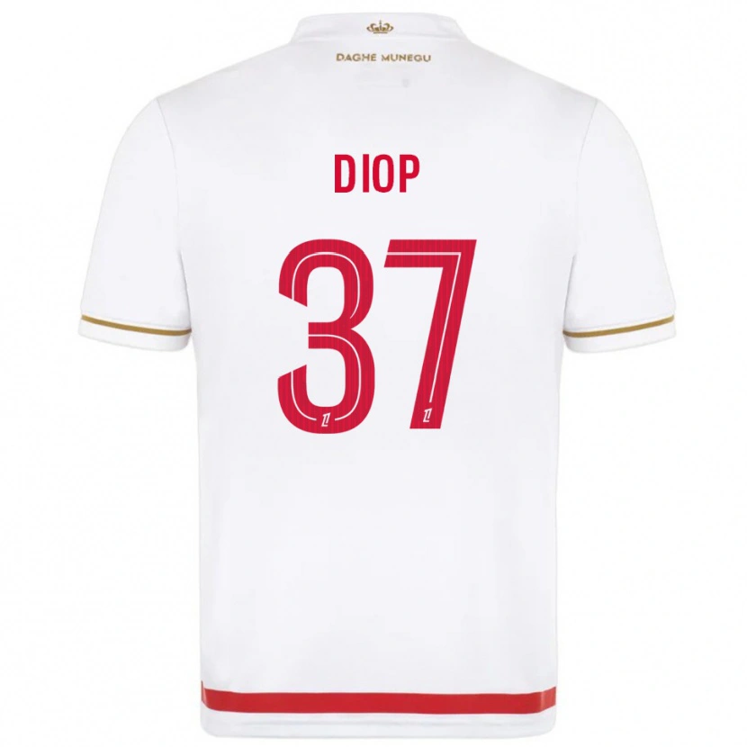 Danxen Enfant Maillot Edan Diop #37 Rouge Blanc Tenues Domicile 2025/26 T-Shirt