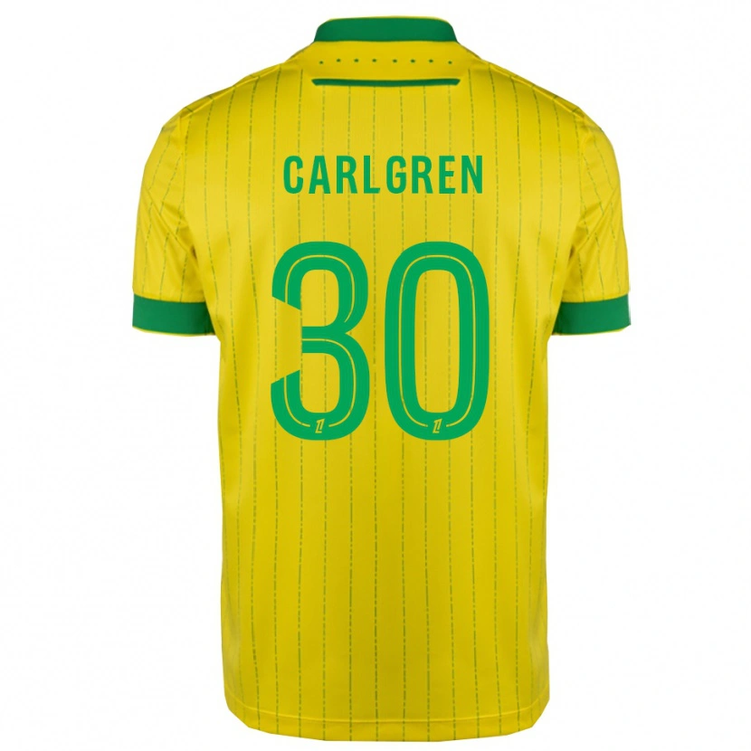Danxen Enfant Maillot Patrik Carlgren #30 Jaune Vert Tenues Domicile 2025/26 T-Shirt