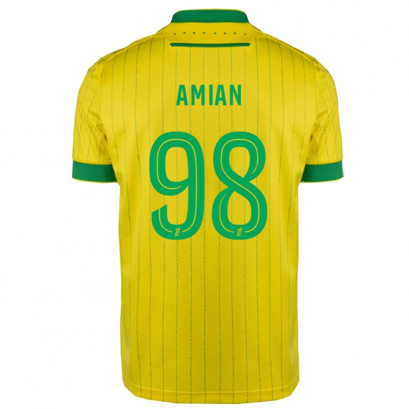 Danxen Enfant Maillot Kelvin Amian #98 Jaune Vert Tenues Domicile 2025/26 T-Shirt