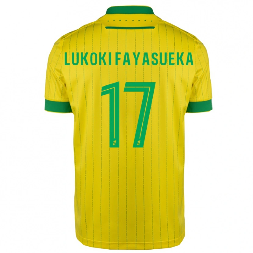 Danxen Enfant Maillot Kévin Lukoki Fayasueka #17 Jaune Vert Tenues Domicile 2025/26 T-Shirt