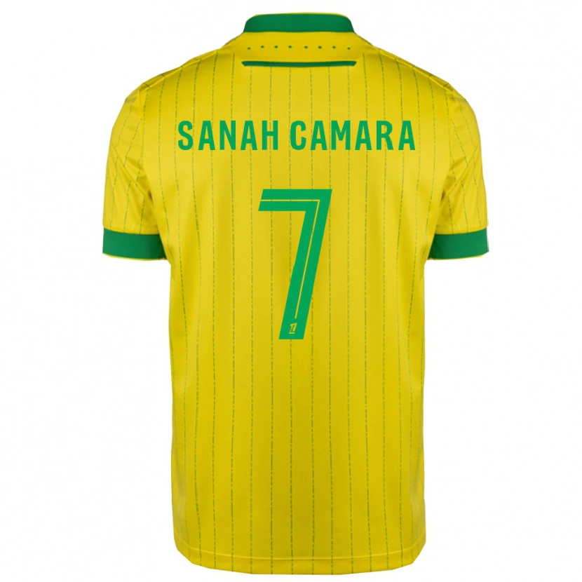 Danxen Enfant Maillot Sanah Camara #7 Jaune Vert Tenues Domicile 2025/26 T-Shirt