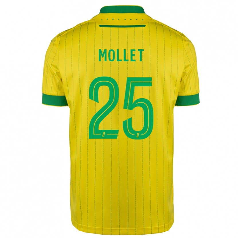 Danxen Enfant Maillot Florent Mollet #25 Jaune Vert Tenues Domicile 2025/26 T-Shirt