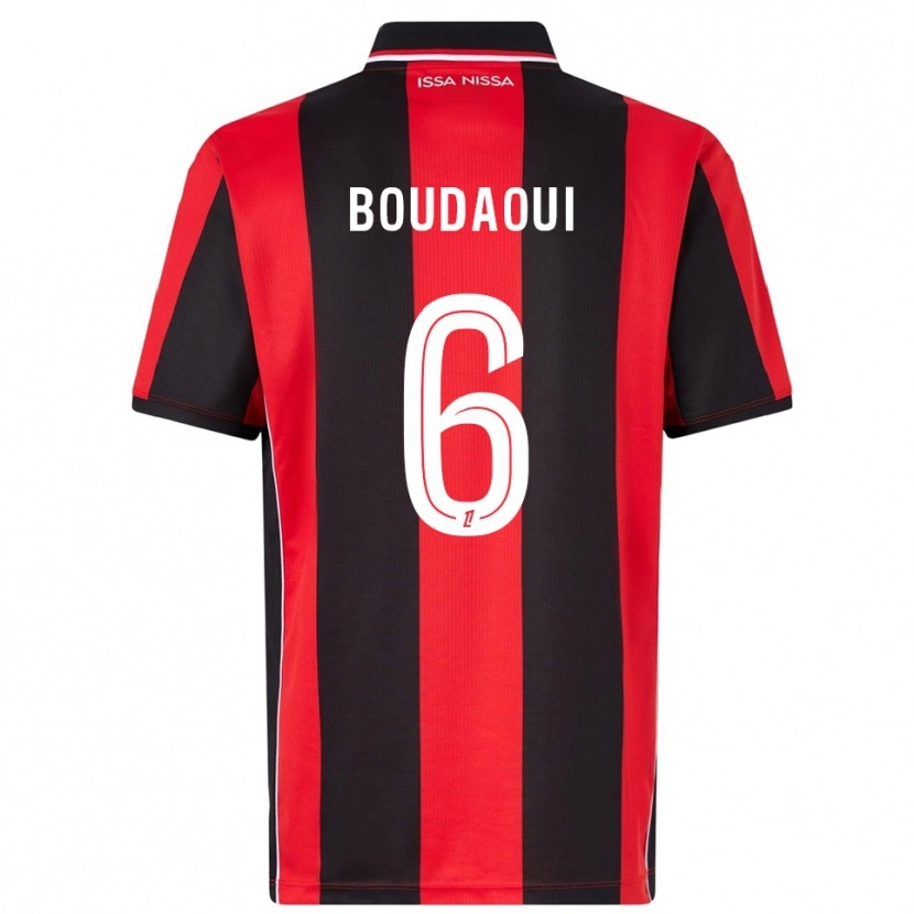 Danxen Enfant Maillot Hicham Boudaoui #6 Rouge Noir Tenues Domicile 2025/26 T-Shirt