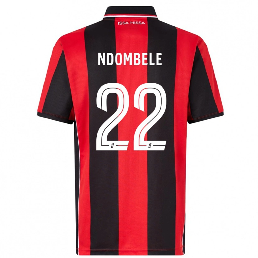 Danxen Enfant Maillot Tanguy Ndombélé #22 Rouge Noir Tenues Domicile 2025/26 T-Shirt