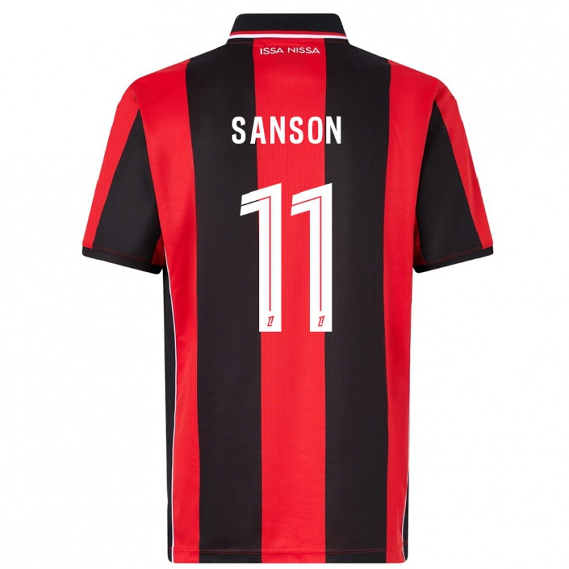 Danxen Enfant Maillot Morgan Sanson #11 Rouge Noir Tenues Domicile 2025/26 T-Shirt