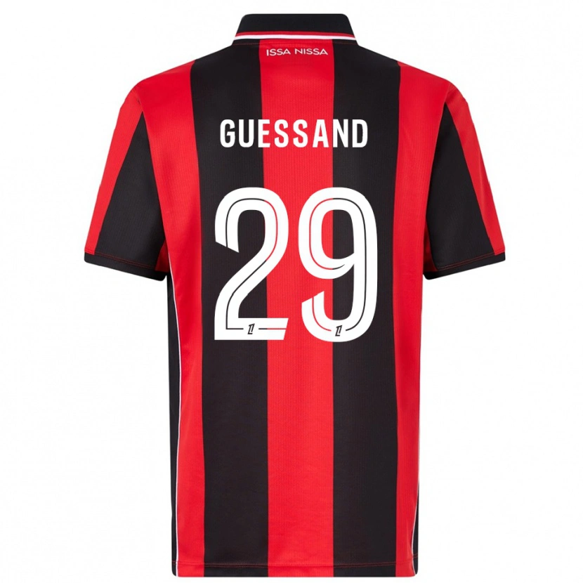 Danxen Enfant Maillot Evann Guessand #29 Rouge Noir Tenues Domicile 2025/26 T-Shirt
