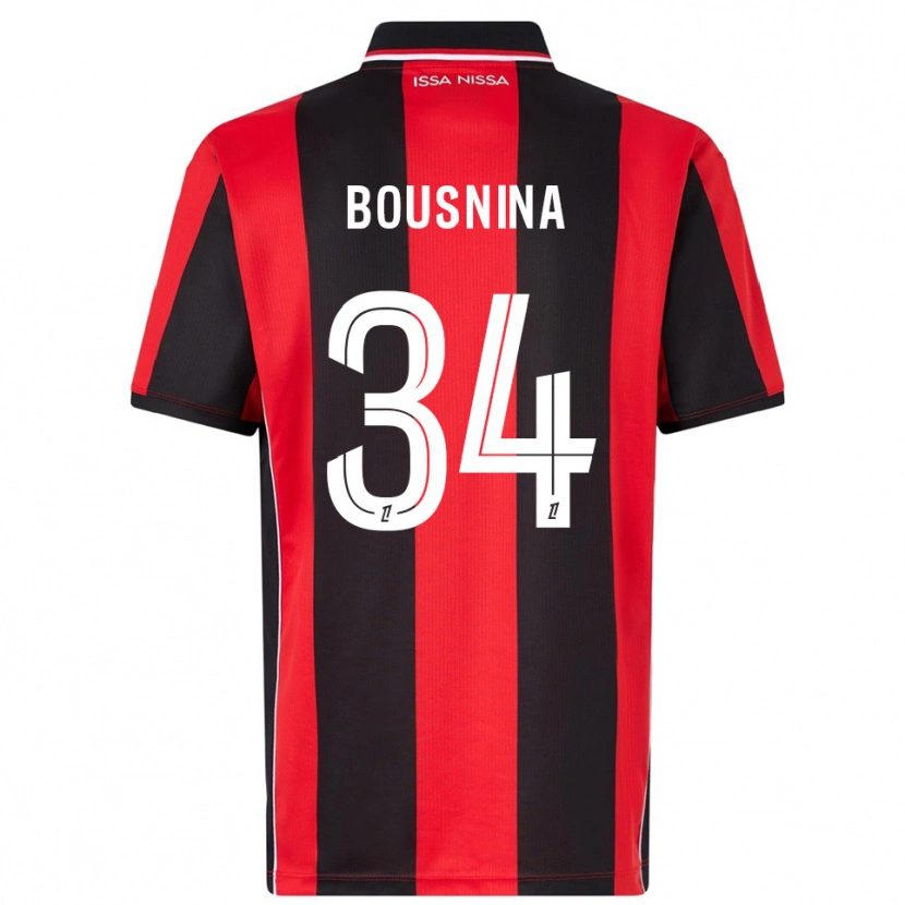 Danxen Enfant Maillot Farès Bousnina #34 Rouge Noir Tenues Domicile 2025/26 T-Shirt