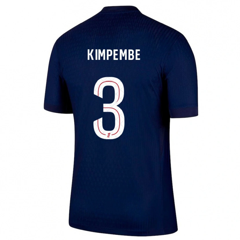 Danxen Enfant Maillot Presnel Kimpembe #3 Marine Rouge Tenues Domicile 2025/26 T-Shirt