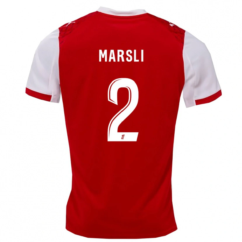 Danxen Enfant Maillot Adam Marsli #2 Rouge Blanc Tenues Domicile 2025/26 T-Shirt