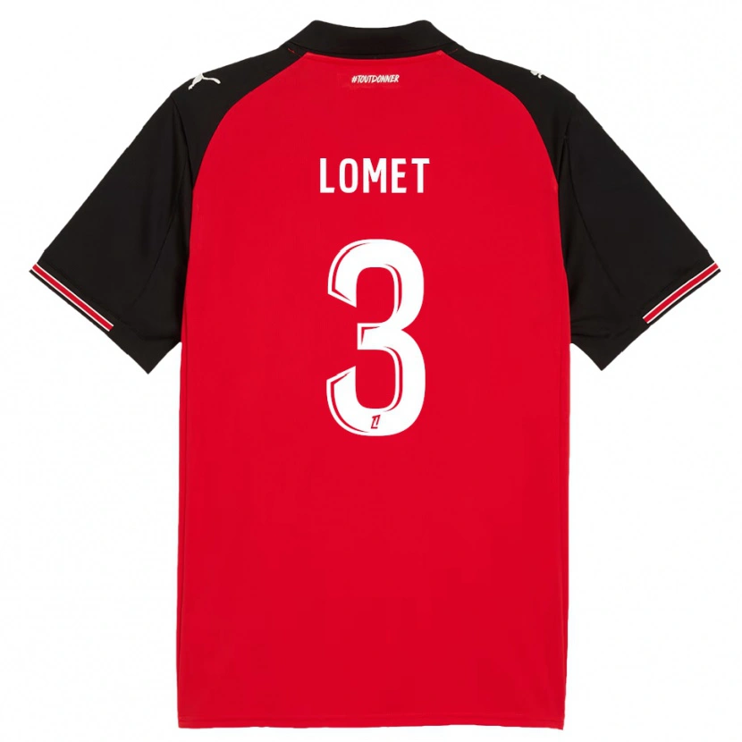 Danxen Enfant Maillot Ruben Lomet #3 Rouge Noir Tenues Domicile 2025/26 T-Shirt