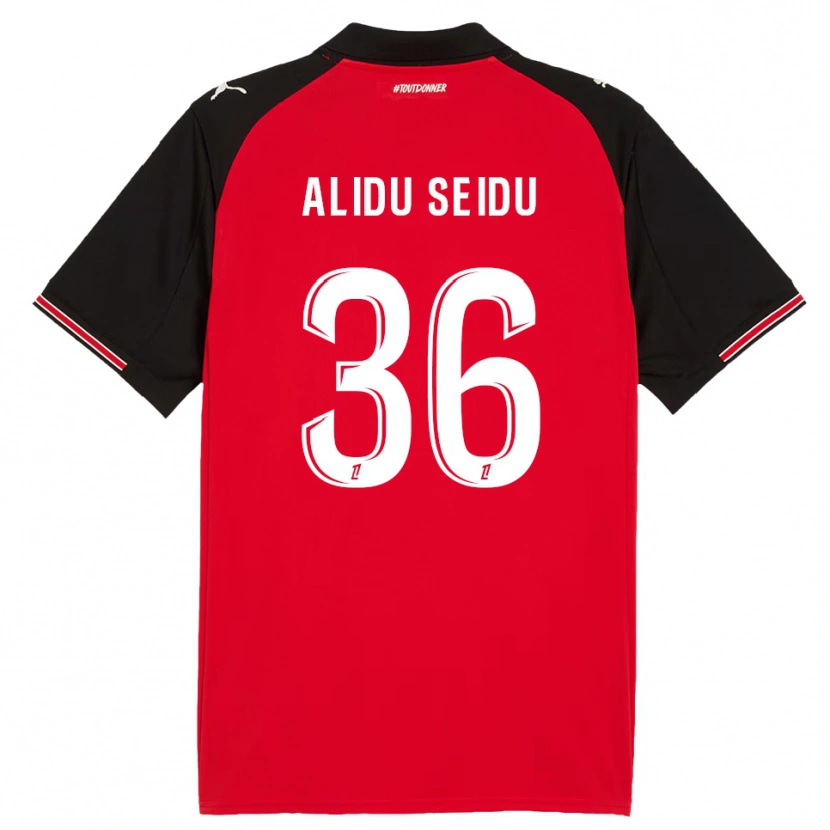 Danxen Enfant Maillot Alidu Seidu #36 Rouge Noir Tenues Domicile 2025/26 T-Shirt