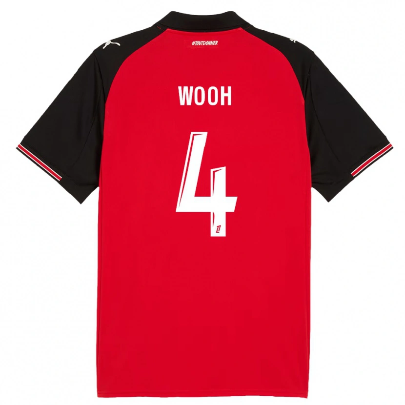 Danxen Enfant Maillot Christopher Wooh #4 Rouge Noir Tenues Domicile 2025/26 T-Shirt