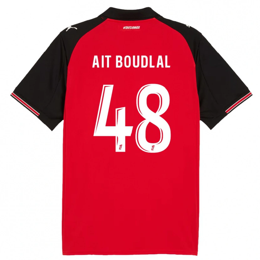 Danxen Enfant Maillot Abdelhamid Ait Boudlal #48 Rouge Noir Tenues Domicile 2025/26 T-Shirt