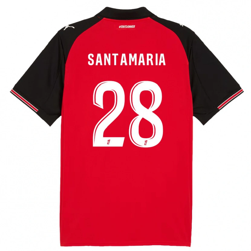 Danxen Enfant Maillot Baptiste Santamaria #28 Rouge Noir Tenues Domicile 2025/26 T-Shirt