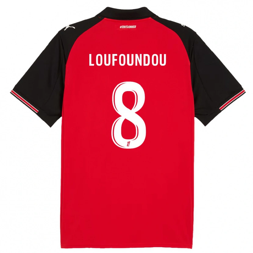 Danxen Enfant Maillot Noah Loufoundou #8 Rouge Noir Tenues Domicile 2025/26 T-Shirt