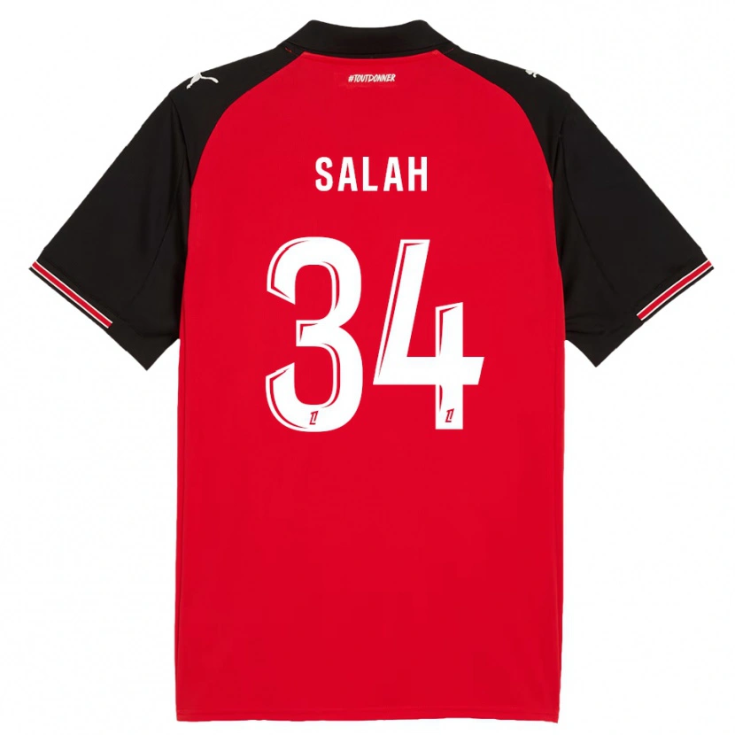 Danxen Enfant Maillot Ibrahim Salah #34 Rouge Noir Tenues Domicile 2025/26 T-Shirt