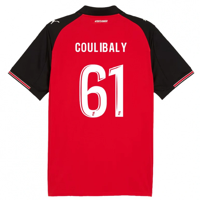 Danxen Enfant Maillot Joël-Emmanuel Coulibaly #61 Rouge Noir Tenues Domicile 2025/26 T-Shirt