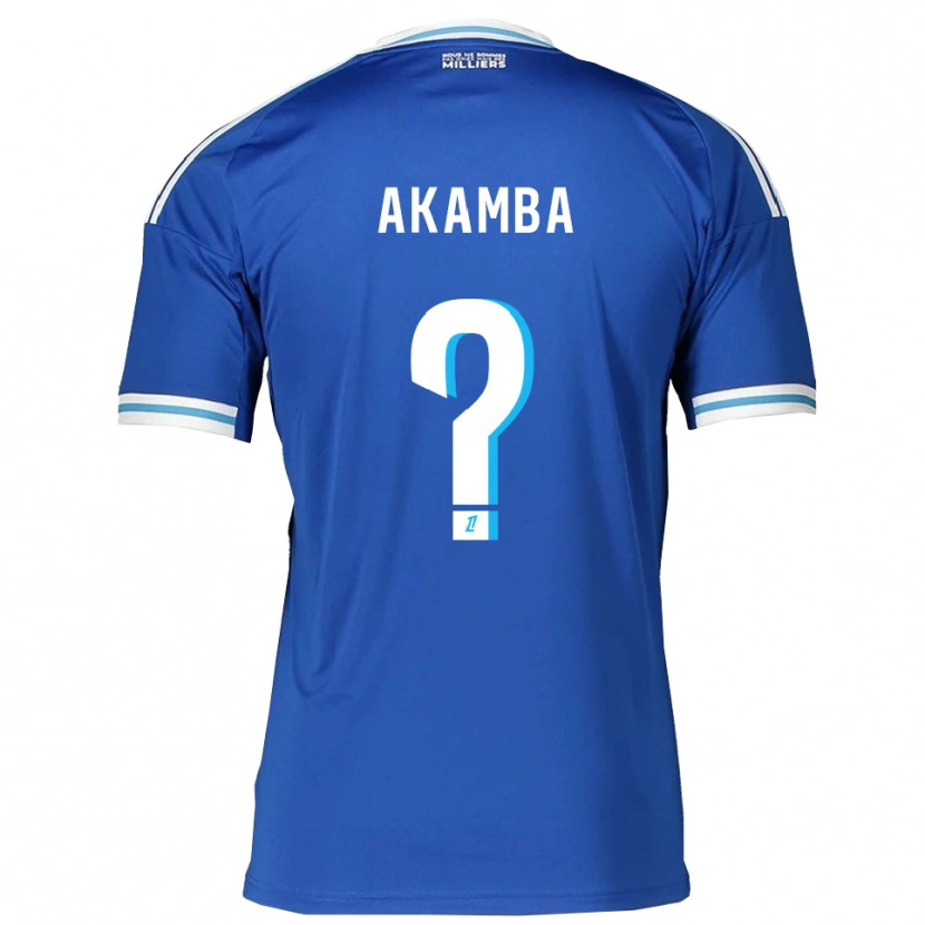 Danxen Enfant Maillot Fred Akamba #0 Bleu Blanc Tenues Domicile 2025/26 T-Shirt