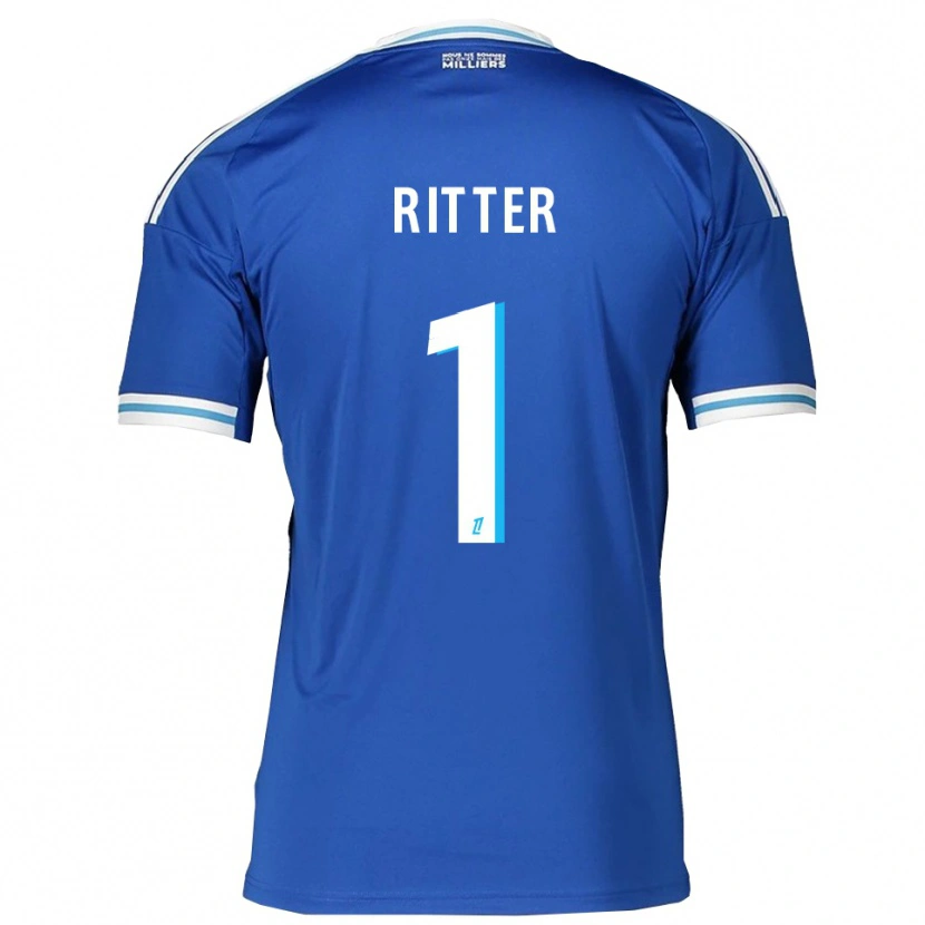 Danxen Enfant Maillot Maxime Ritter #1 Bleu Blanc Tenues Domicile 2025/26 T-Shirt