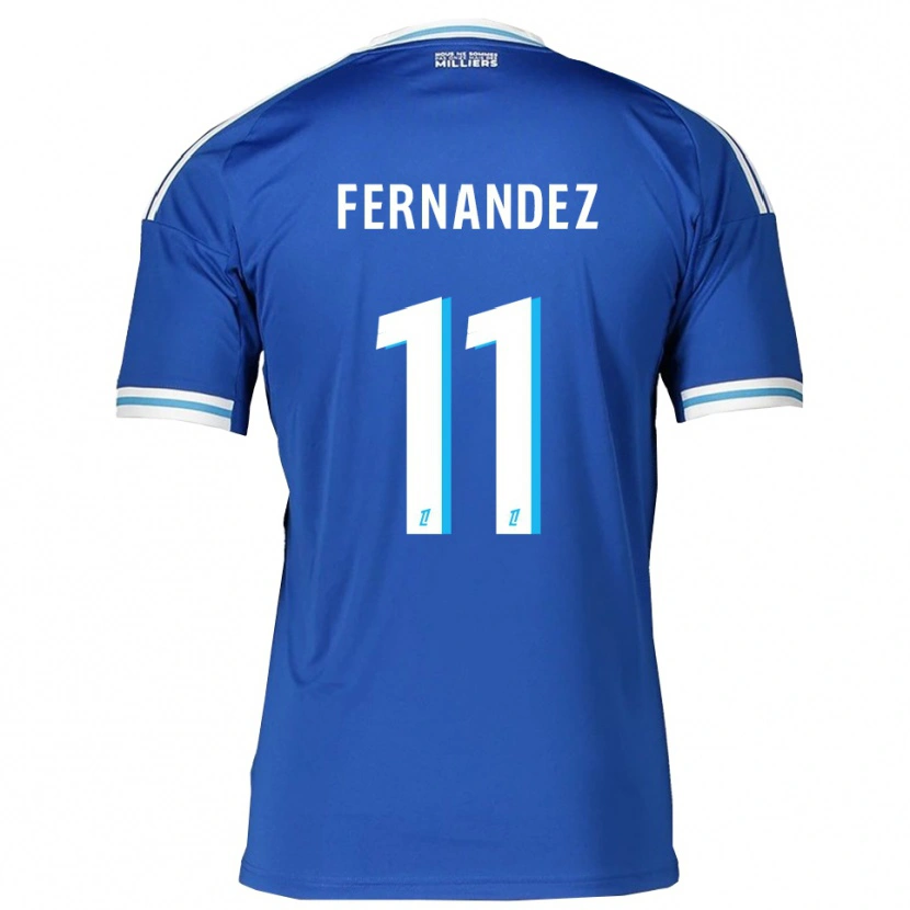 Danxen Enfant Maillot Elies Araar Fernandez #11 Bleu Blanc Tenues Domicile 2025/26 T-Shirt