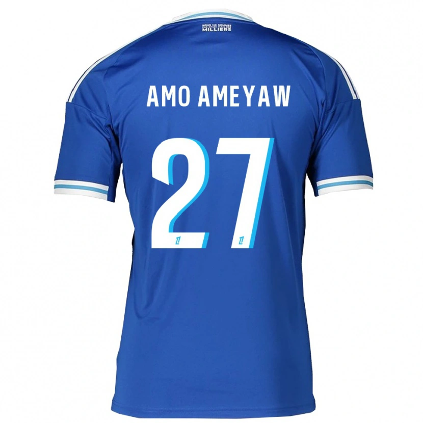 Danxen Enfant Maillot Samuel Amo-Ameyaw #27 Bleu Blanc Tenues Domicile 2025/26 T-Shirt